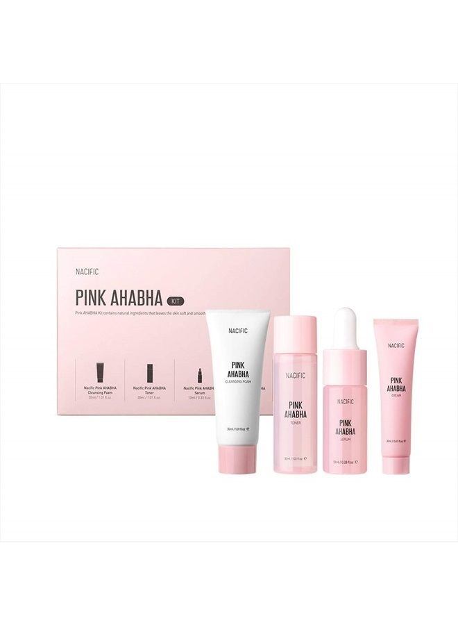 Nacific Pink AHA BHA Kit (Cleansing Foam, Toner, Serum, Cream) Travel Size Skin Care Set