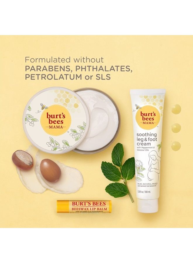 Burts Bees Gift Set, 3 Pregnancy Skin Care Products - Mama Belly Butter, Lip Balm Original Beeswax, Leg & Foot Cream, with Giftable Tin