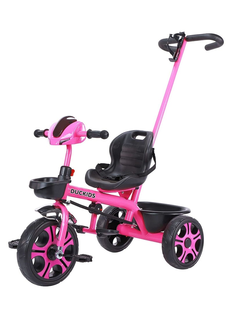 Duckids Kids Tricycle Baby Rideon 3 Wheels Tricycle with Handle LB 1127H Pink