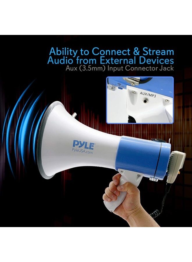 Megaphone PA Bullhorn Speaker - Built-in Siren 50 Watts Rechargeable Battery- 10 Sec Record Function for Football Baseball Basketball Cheerleading Fans Coaches or for Safety Drills - (PMP59IR)