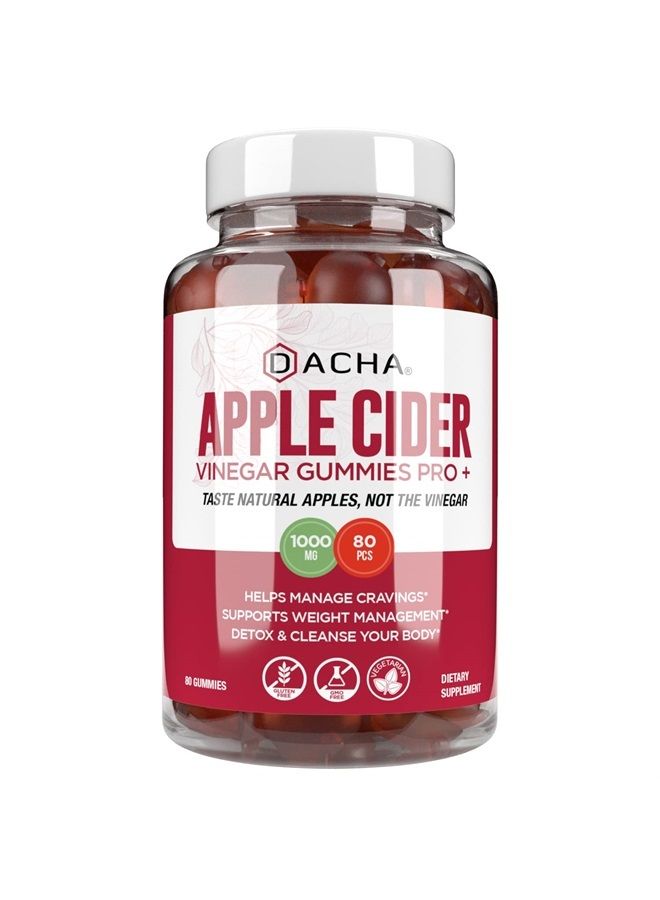 Premium Apple Cider Vinegar Gummies – 80 Count, 1000mg Raw, Organic, Unfiltered ACV from The Mother, Not Sticky, Immune, Detox, Fitness & Acid Reflux Heartburn Pomegranate Beet Root Vitamin B9 B12