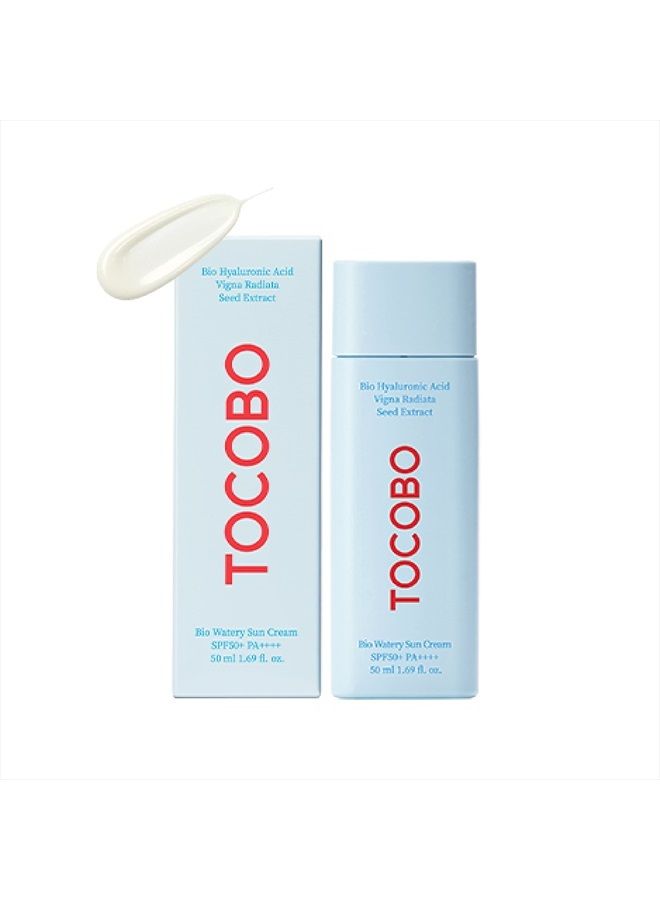 [TOCOBO] BIO WATERY SUN CREAM SPF50+ PA++++ 1.69 fl oz / 50ml | Watery Texture, Soft Finish, Powerful UV Protection, Natural Ingredients, Hyaluronic Acid, Moisturizing, Elasticity | EWG Green + PEG Fr