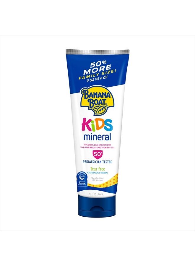Kids 100% Mineral Sunscreen Lotion, Tear-Free, Broad Spectrum SPF 50, 9oz. - Value Size