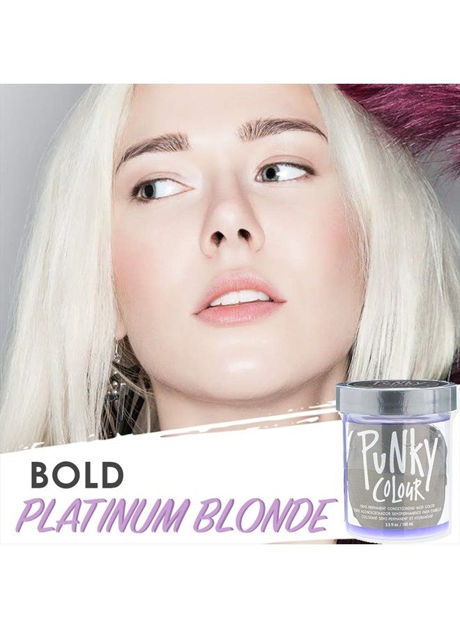 Platinum Blonde Toner Semi Permanent Conditioning Hair Color, Non-Damaging Hair Dye, Vegan, PPD and Paraben Free, lasts up to 25 washes, 3.5oz