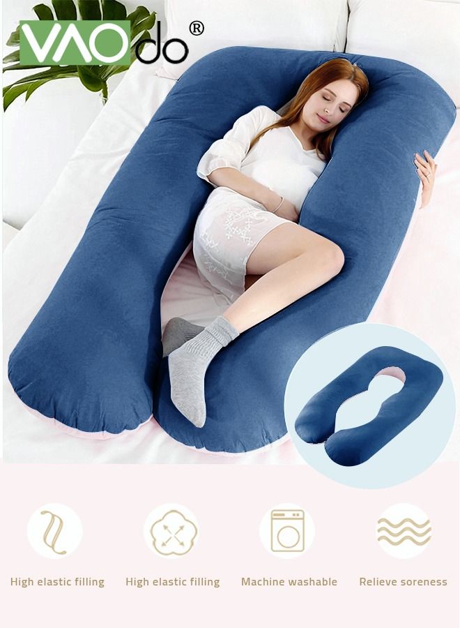 Pregnancy Pillow U-shaped Full-body Maternity Pillow Pillowcase Removable Used for Pregnant Women Support On Back Legs Abdomen Buttocks 70 * 140CM