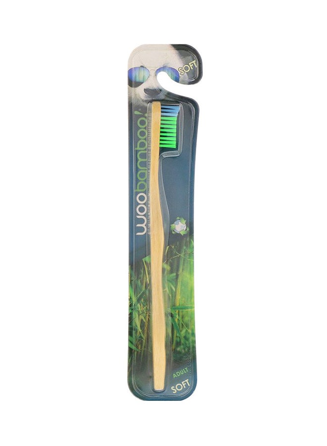 2-Piece Eco-Friendly Bamboo Toothbrush Beige/Green/Blue
