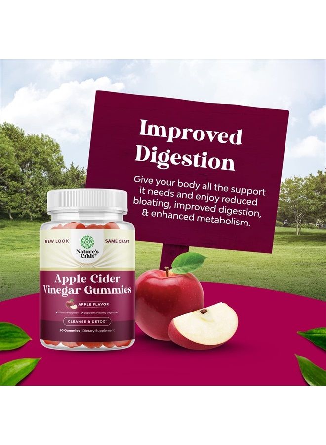 ACV Apple Cider Vinegar Gummies - Natural Energy Supplement ACV with Mother for Body Cleanse Immune Support and Gut Health with Vitamin B12 and Beet Root