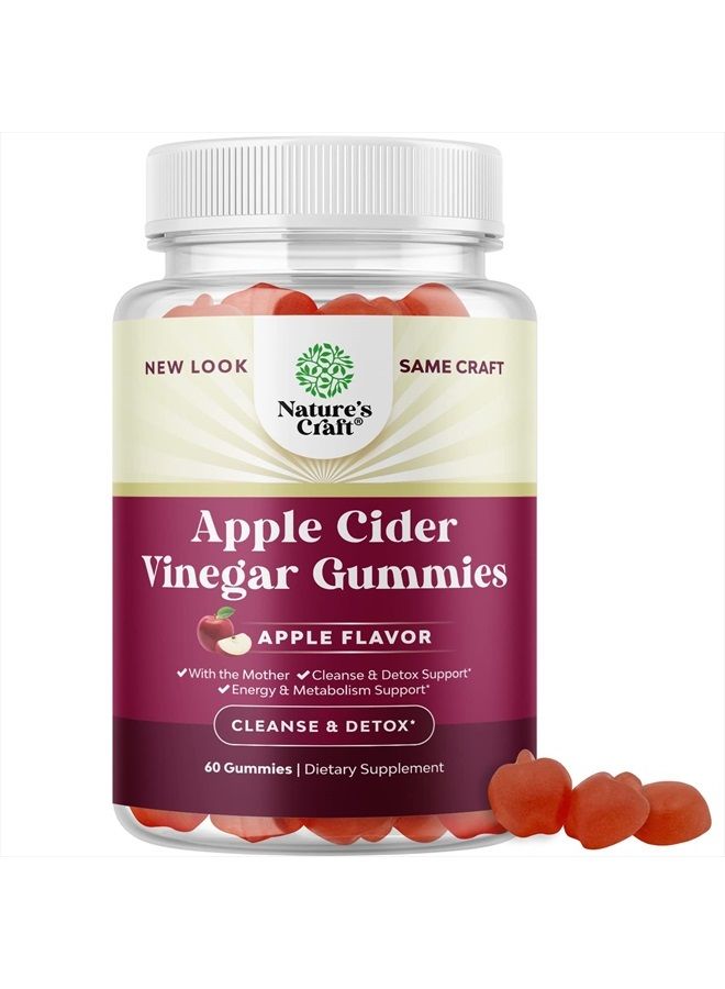ACV Apple Cider Vinegar Gummies - Natural Energy Supplement ACV with Mother for Body Cleanse Immune Support and Gut Health with Vitamin B12 and Beet Root