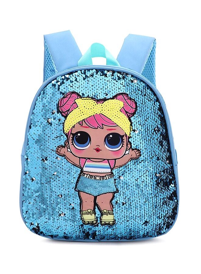 Girls Backpack - 9 Inches Blue/Beige/Pink