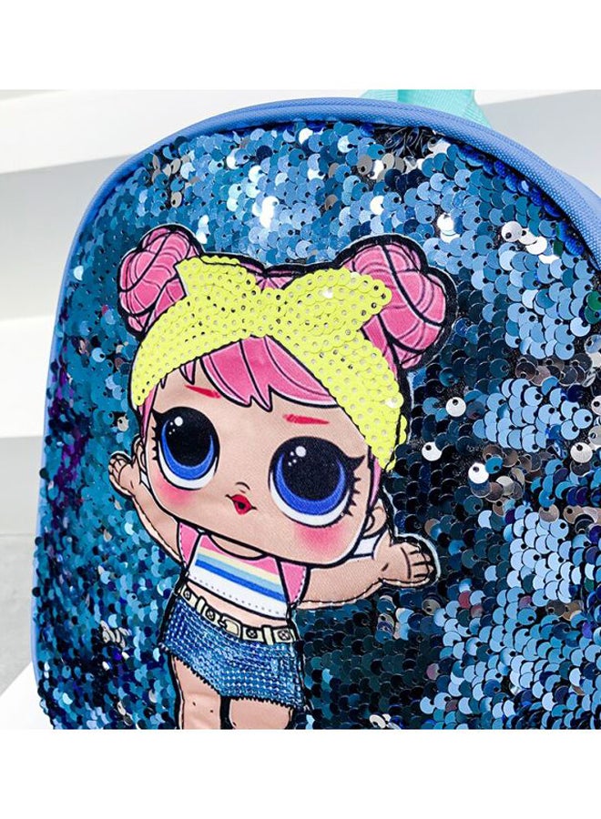 Girls Backpack - 9 Inches Blue/Beige/Pink