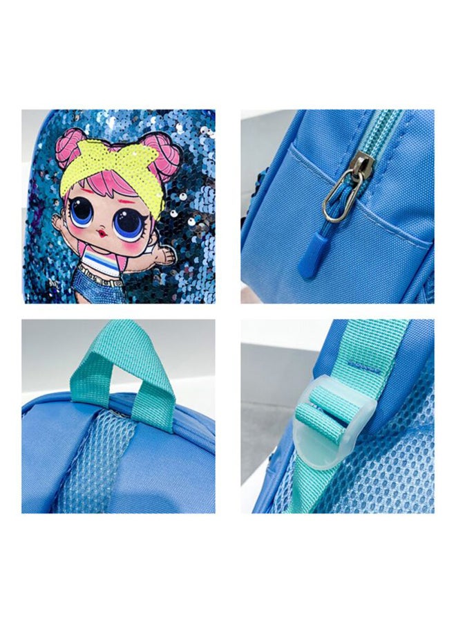 Girls Backpack - 9 Inches Blue/Beige/Pink