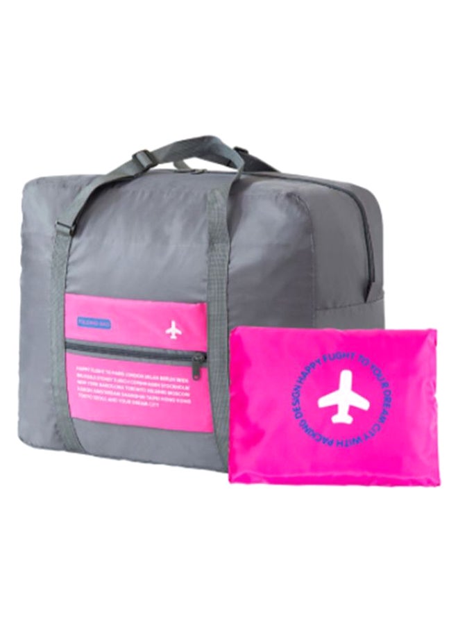 Foldable Duffle Bag With Small Bag Grey/Pink