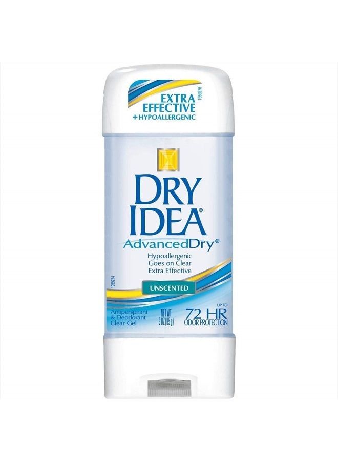 Advanced Dry Antiperspirant & Deodorant, Clear Gel, Unscented 3 Oz - (Value Pack of 3)