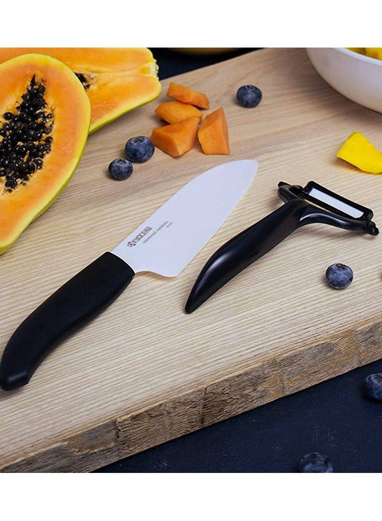 Kyocera Black Ceramic Kitchen Utility Knife and Peeler 2 Piece Gift Set for Chef