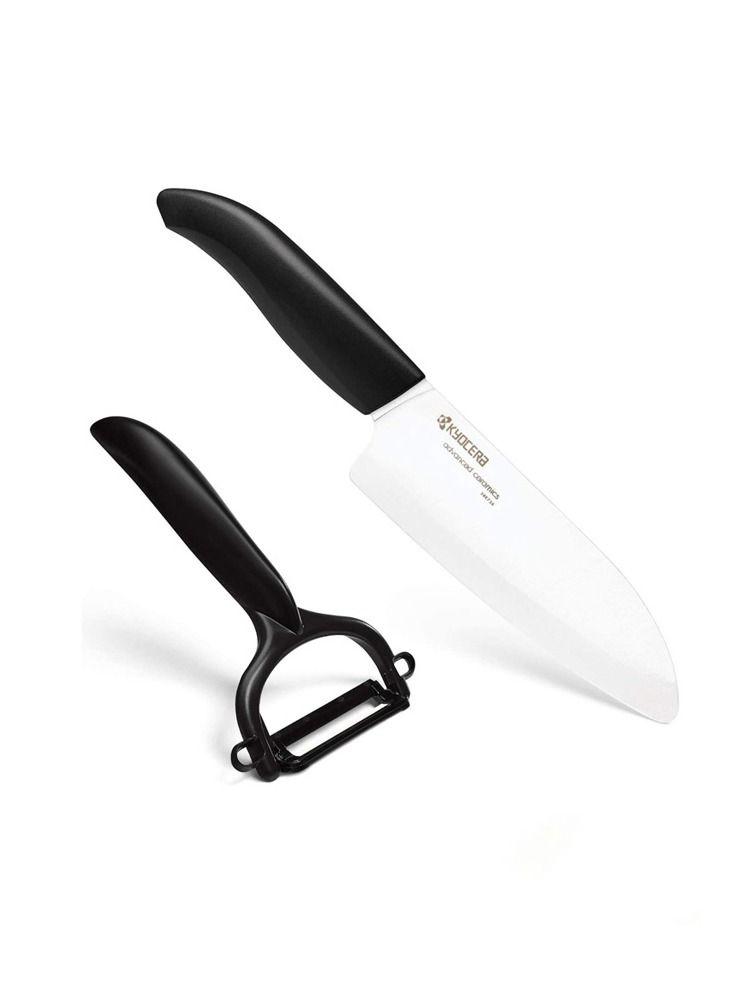 Kyocera Black Ceramic Kitchen Utility Knife and Peeler 2 Piece Gift Set for Chef