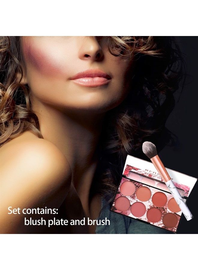 8 Colors Blush Palette, Matte Mineral Blush Powder Bright Shimmer Face Blush,Contour and Highlight Blush Palette,Professional Facial Beauty Cosmetic Makeup Blush