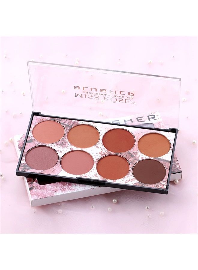 8 Colors Blush Palette, Matte Mineral Blush Powder Bright Shimmer Face Blush,Contour and Highlight Blush Palette,Professional Facial Beauty Cosmetic Makeup Blush