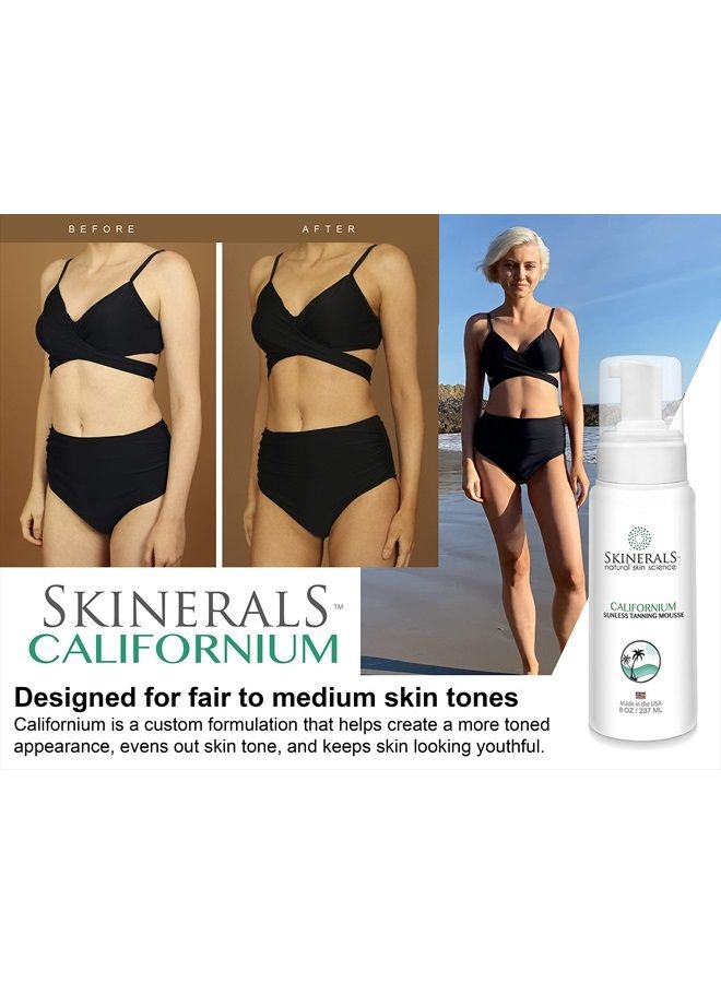 Self Tanner Sunless Bronzer Californium Natural and Organic Ingredients for Safe Alternative to Sun Tanning for Body and Face (8 Ounce) (Californium)