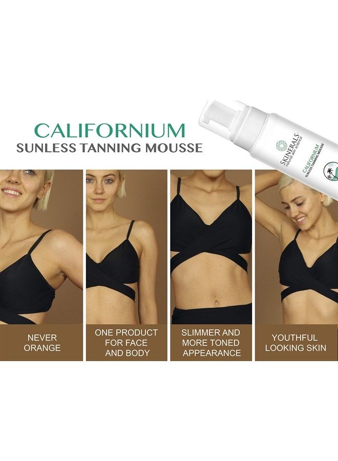 Self Tanner Sunless Bronzer Californium Natural and Organic Ingredients for Safe Alternative to Sun Tanning for Body and Face (8 Ounce) (Californium)