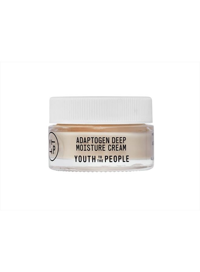 Adaptogen Deep Moisture Cream Mini Size - Calming + Hydrating Face Cream with Pentapeptide, Rhodiola + Reishi Mushroom - No Mineral Oil - Clean Skincare (0.5oz)