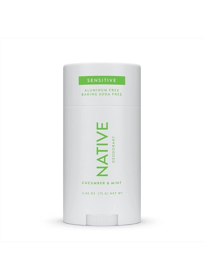 Natural Native Sensitive Deodorant for Women and Men, Aluminum/Baking Soda/ Phthalate /Talc Free, Coconut Oil and Shea Butter | Cucumber & Mint (Sensitive)