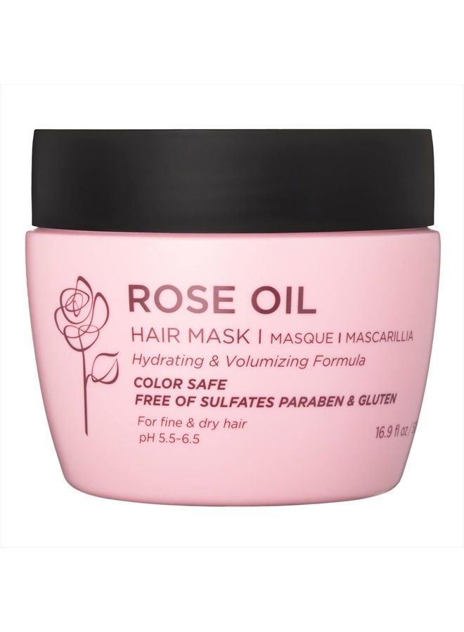 Luseta Rose Oil Hair Mask Moisturing & Hydrating Masque 16.9 Oz Deep Nourishment for Fine and Dry Hair, Sulfate and Paraben Free