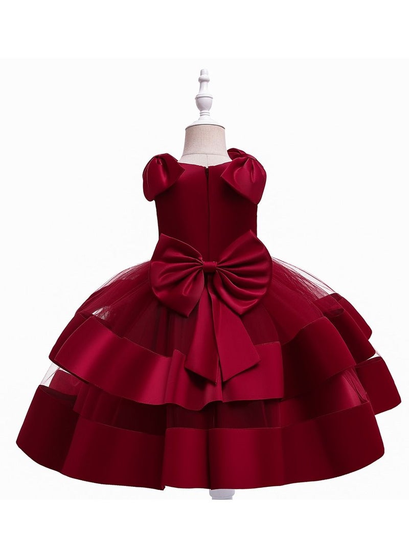 Elegant Layered Red Party Dresses for Girls