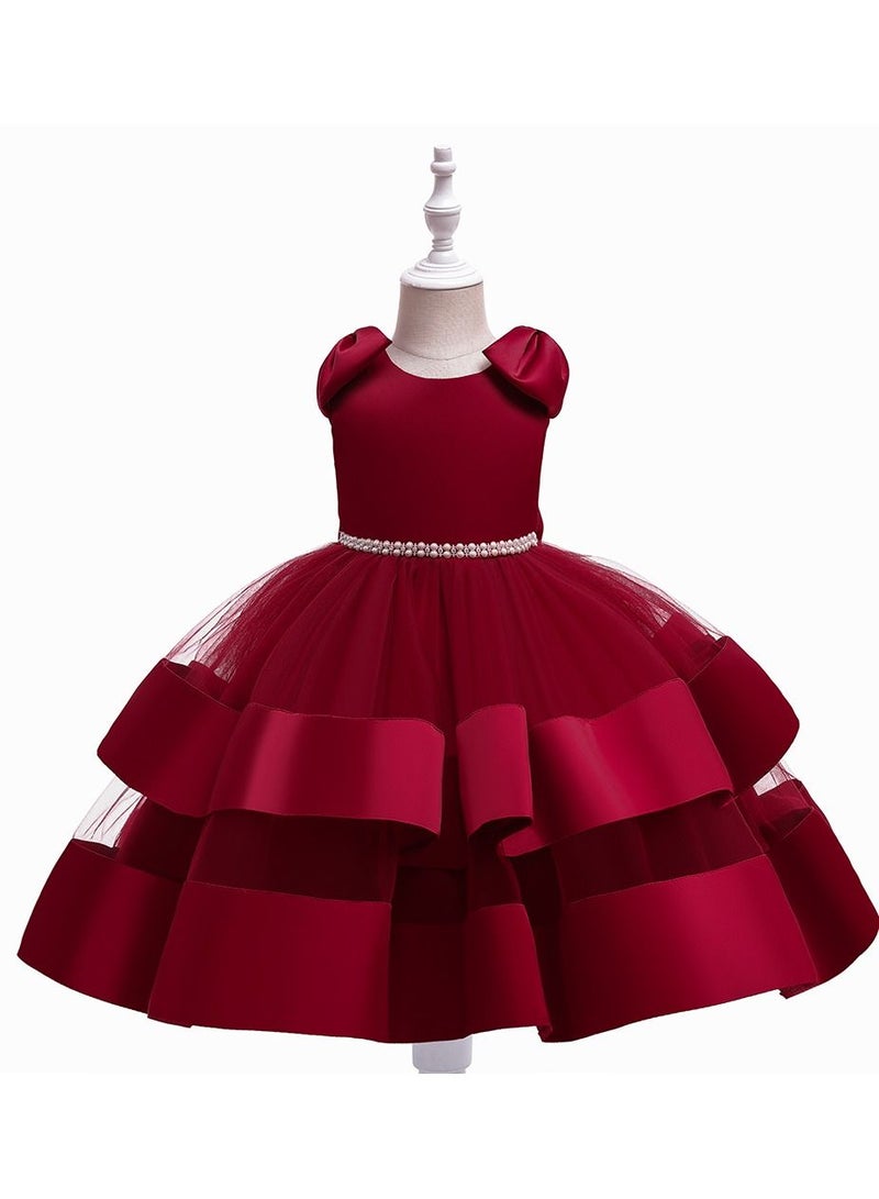 Elegant Layered Red Party Dresses for Girls