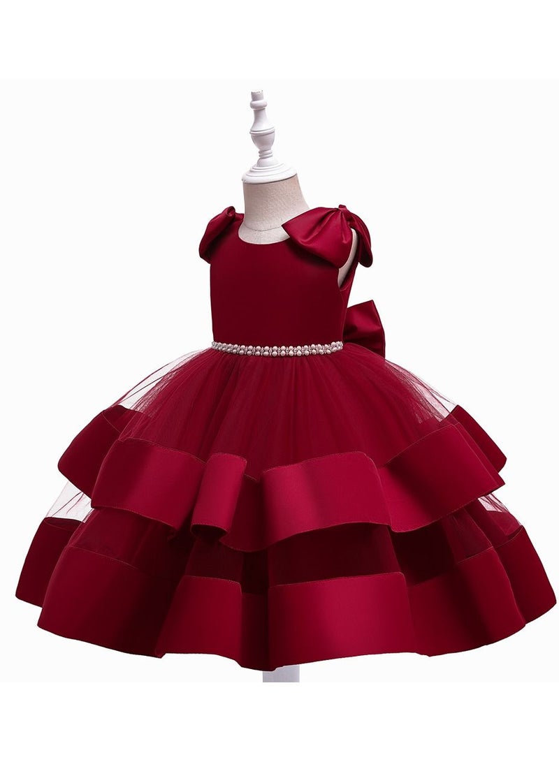 Elegant Layered Red Party Dresses for Girls