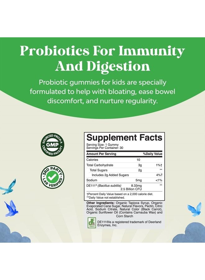 Immune Booster Kids Probiotic Gummies - Bacillus Subtilis Probiotic for Kids Upset Stomach Body Cleanse Immune Boost and Colon Detox - Constipation Relief and Digestive Health Kids Vitamins Gummy