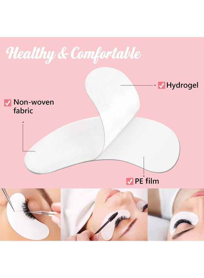 100 pairs 100% Naturel Eyelash Extension Under Eye Gel Pads patches kit Collagen with Aloe Vera Hydrogel Eye Patches set for Eyelash Extension Supplies Tools - 100 Pairs With Box