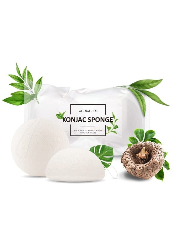 Memoir All Natural Korean Konjac Facial Sponge Set - 2 Pack | Gently Exfoliate Sensitive Skin, Great for Acne Prone Skin, Gentle Scrub, Removes Blackhead | Gently Daily Exfoliation