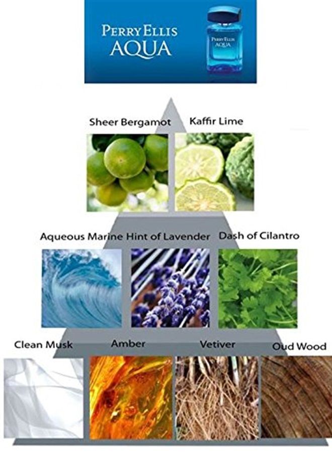 Perry Ellis Aqua Men 3.4oz EDT Spray, 0.25oz EDT Spray, 6.8oz Deodorizing Body Spray, 1.7oz Shower Gel 4 Pc Gift Set