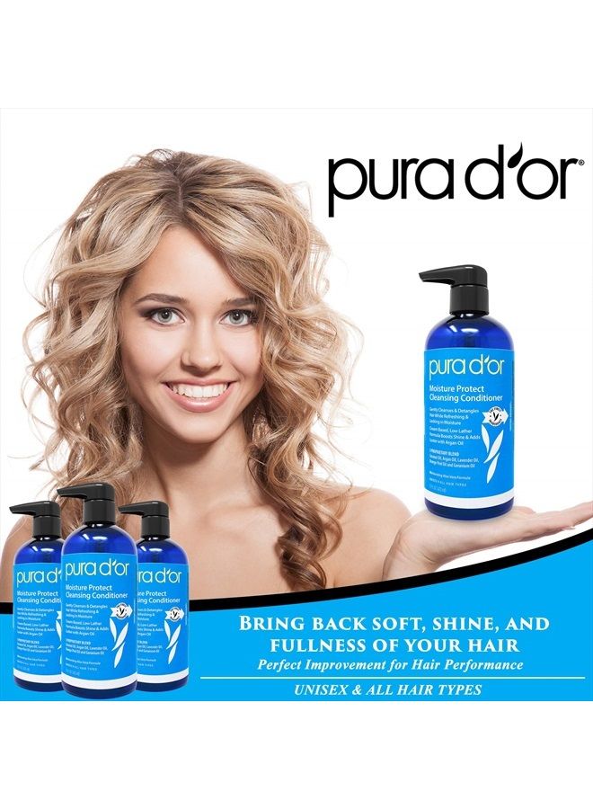 Moisture Protect Cleansing Conditioner (16oz) Detangles & Restores Hair with Argan Oil, Lavender & Other Natural Ingredients, No Sulfate, All Hair Types, Men & Women (Packaging may vary)