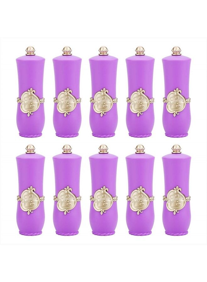 Empty Lipstick Tube, 10Pcs of Royal Style DIY Lipstick Empty Container Self-made Lipstick Mold Lip Balm Tubes for Home Use(Purple)
