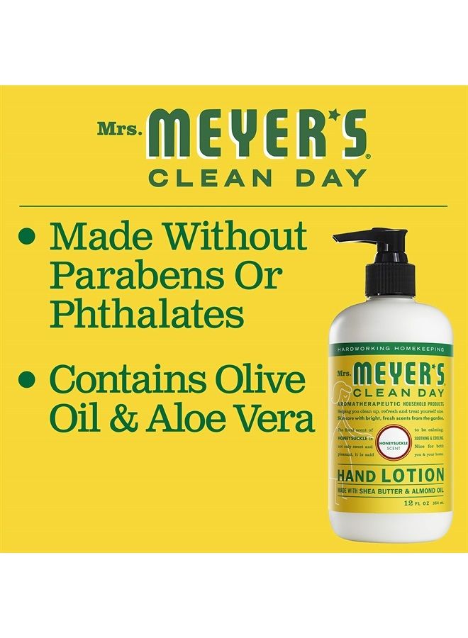 Mrs. Meyer's Hand Lotion for Dry Hands, Non-Greasy Moisturizer Made with Essential Oils, Honeysuckle, 12 oz