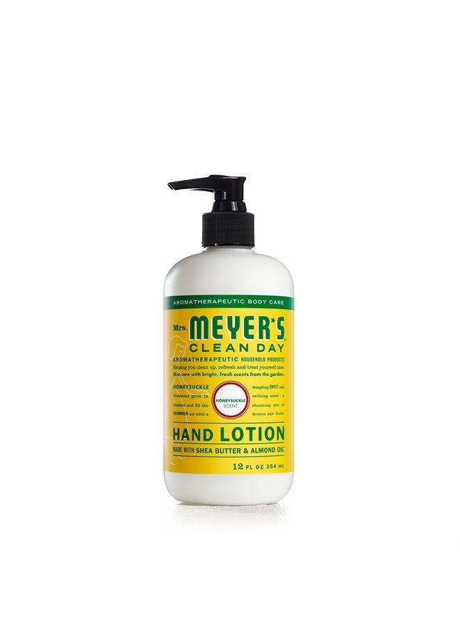 Mrs. Meyer's Hand Lotion for Dry Hands, Non-Greasy Moisturizer Made with Essential Oils, Honeysuckle, 12 oz