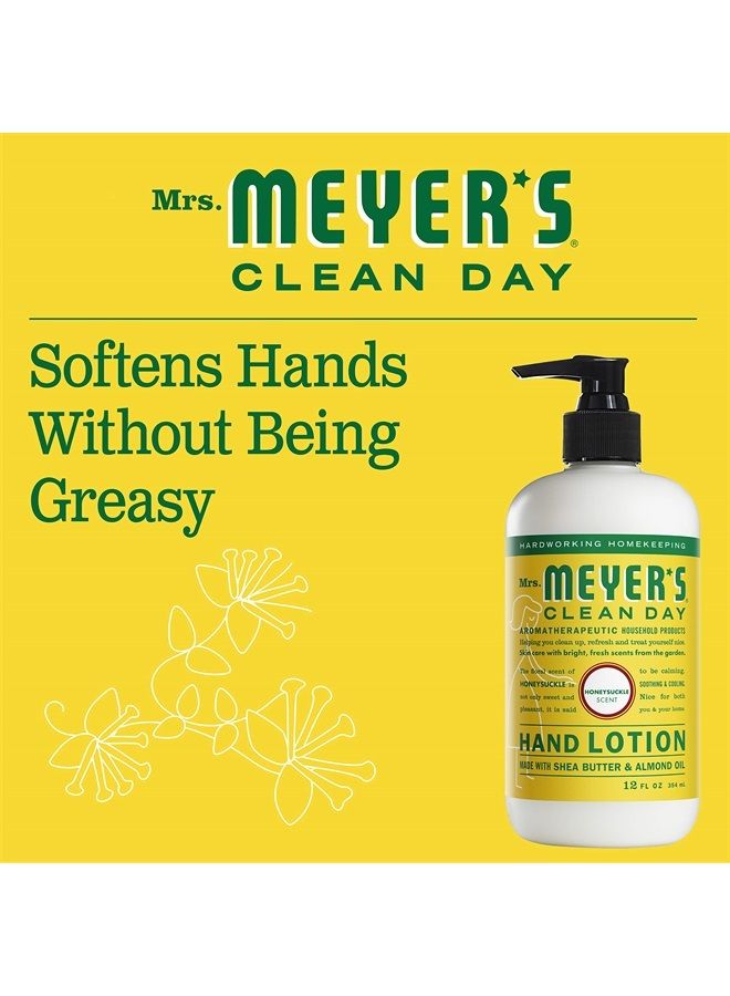 Mrs. Meyer's Hand Lotion for Dry Hands, Non-Greasy Moisturizer Made with Essential Oils, Honeysuckle, 12 oz