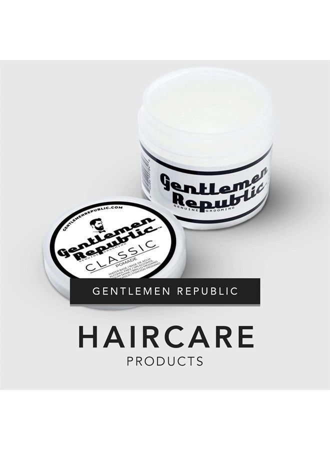 Gentlemen Republic Classic Pomade - Medium Hold & Medium Shine, Water Soluble, No Beezwax, Made in USA - 8 oz, Ideal for Classic Styles