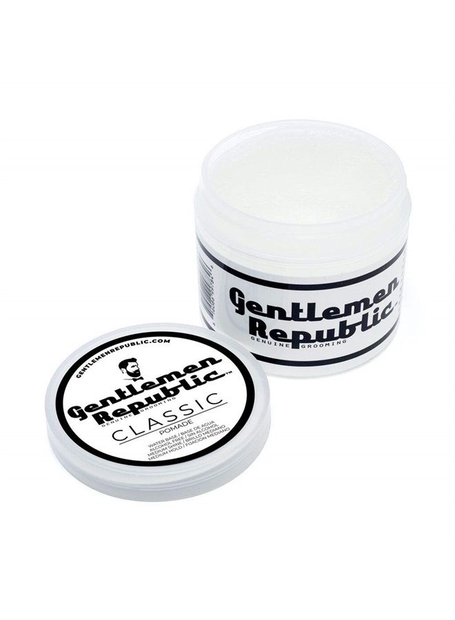 Gentlemen Republic Classic Pomade - Medium Hold & Medium Shine, Water Soluble, No Beezwax, Made in USA - 8 oz, Ideal for Classic Styles