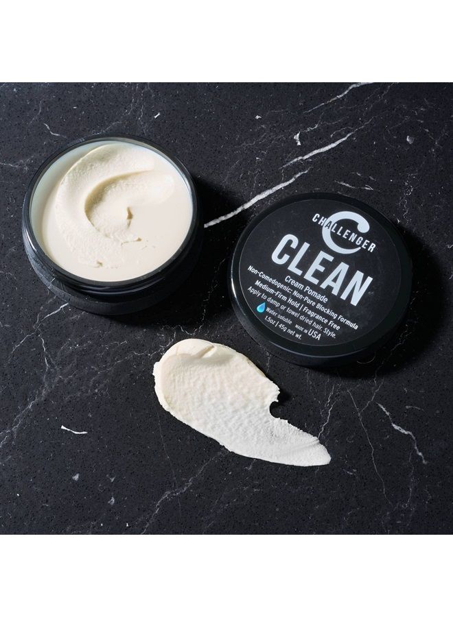 Men's Clean Cream Pomade, 1.5 Ounce | Fragrance Free, Non-Comedogenic Hair Styling Product | Medium Firm Hold & Natural Finish | Shine Free, Unscented, Water Based & Travel Friendly