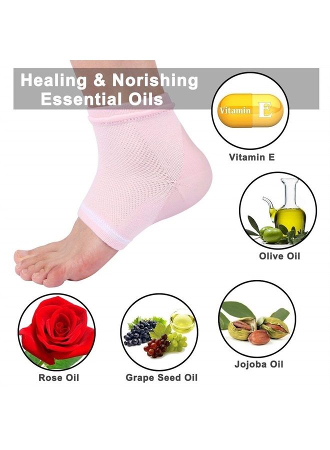 Vented Moisturizing Socks Lotion Gel for Dry Cracked Heels, Spa Gel Socks Humectant Moisturizer Heel Balm Foot Treatment Care Heel Softener Compression 2 Pairs