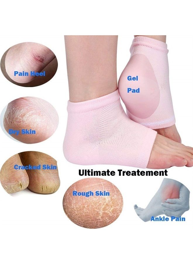 Vented Moisturizing Socks Lotion Gel for Dry Cracked Heels, Spa Gel Socks Humectant Moisturizer Heel Balm Foot Treatment Care Heel Softener Compression 2 Pairs