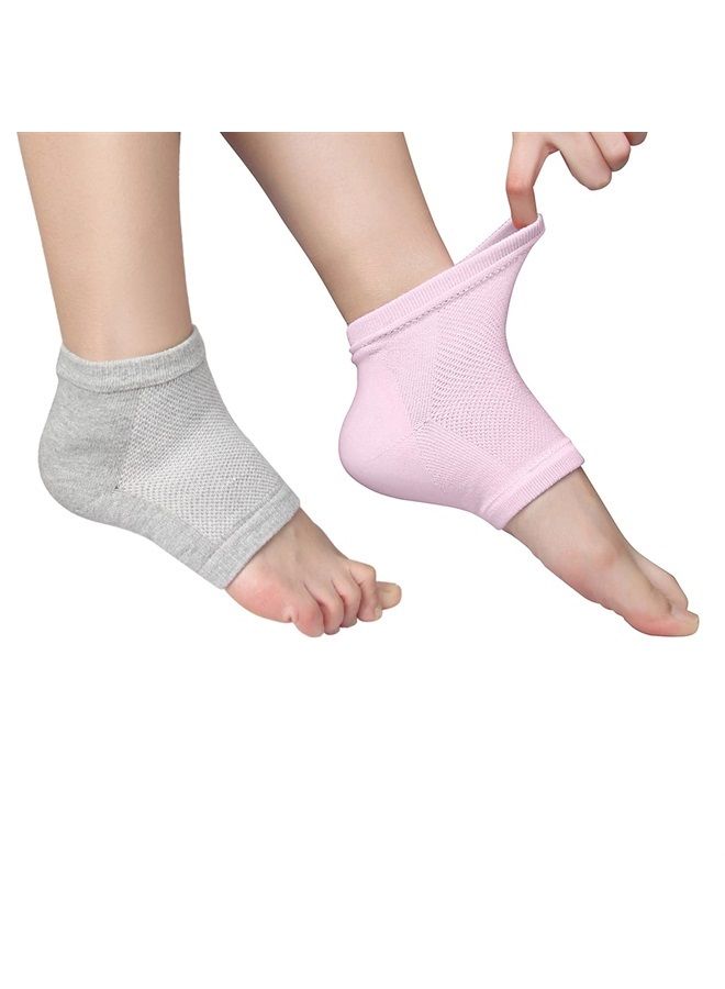 Vented Moisturizing Socks Lotion Gel for Dry Cracked Heels, Spa Gel Socks Humectant Moisturizer Heel Balm Foot Treatment Care Heel Softener Compression 2 Pairs