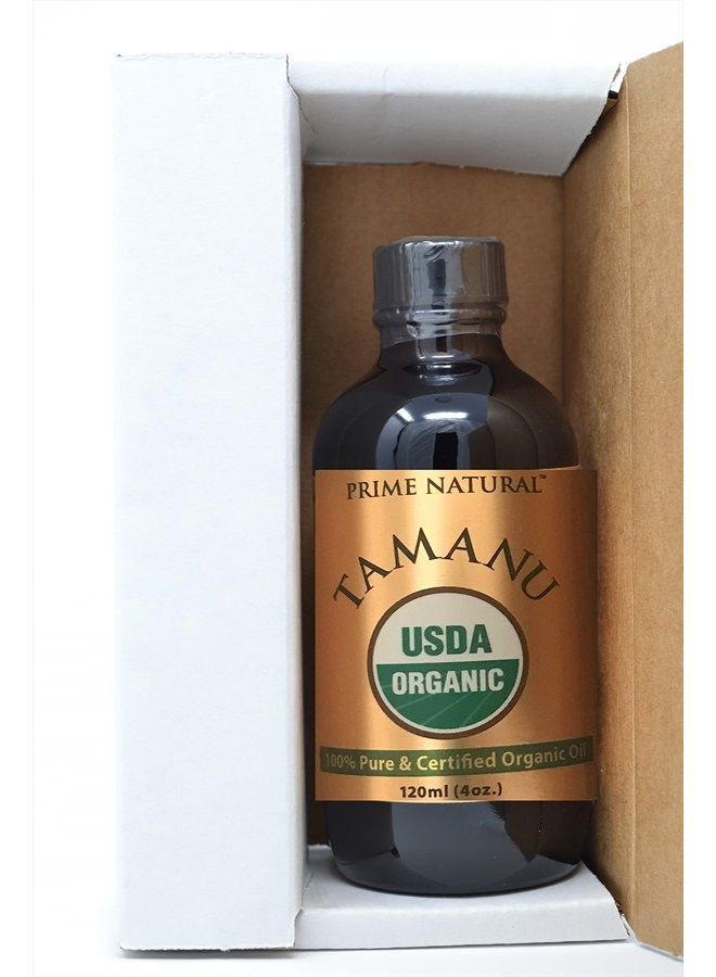 Organic Tamanu Oil - USDA Certified, 100% Pure, Cold Pressed, Unrefined, Virgin (4oz / 120ml) For Face, Hair & Skin Care - Natural Moisturizer