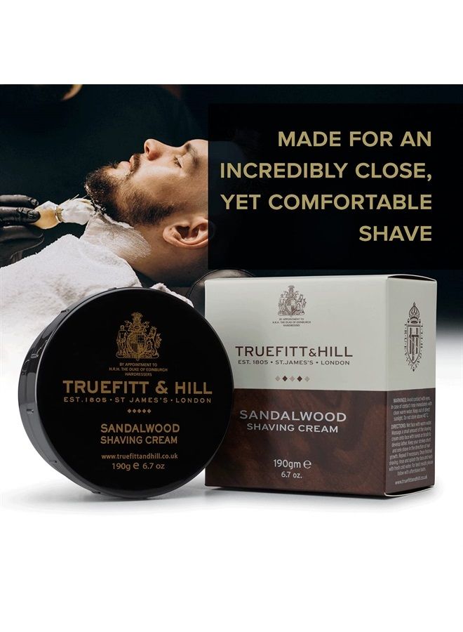 Shaving Cream Bowl - Sandalwood | Smooth Glide for Incredibly Close, Yet Comfortable Hydrating Shave, 6.7 ounces