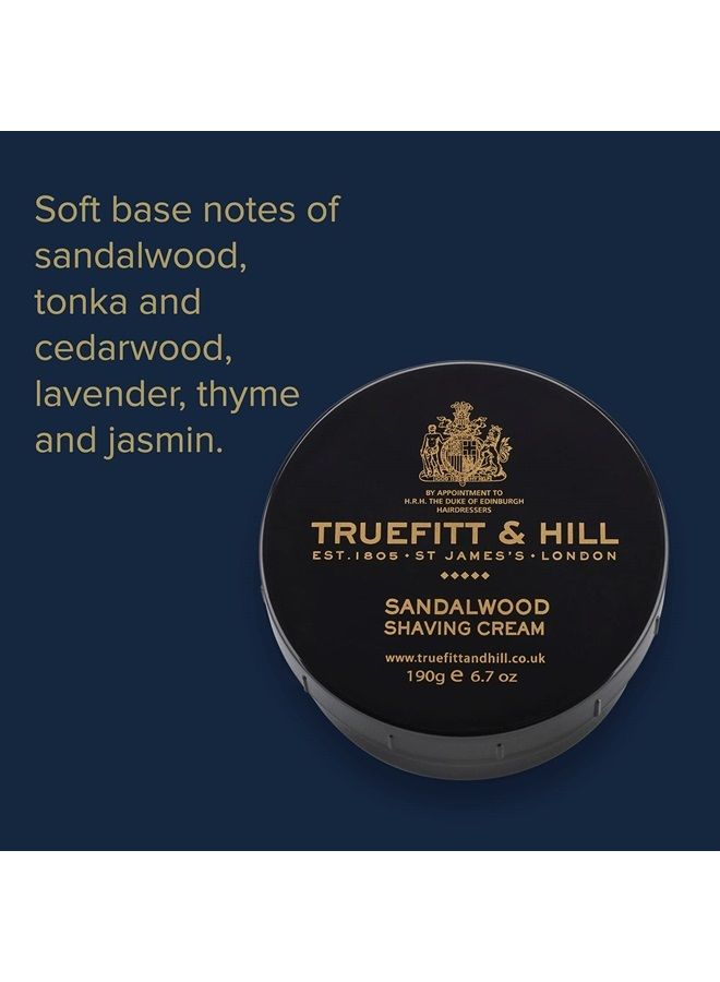 Shaving Cream Bowl - Sandalwood | Smooth Glide for Incredibly Close, Yet Comfortable Hydrating Shave, 6.7 ounces