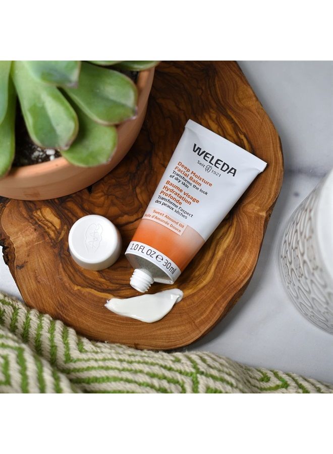 Deep Moisture Facial Balm, 1 Fluid Ounce, Plant Rich Moisturizer with Sweet Almond Oil
