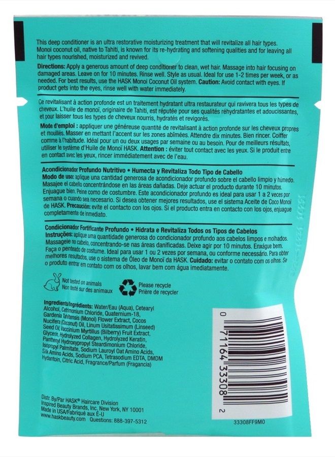 Hask Pks Monoi Coconut Oil Deep Conditioner (12 Pieces) Disply