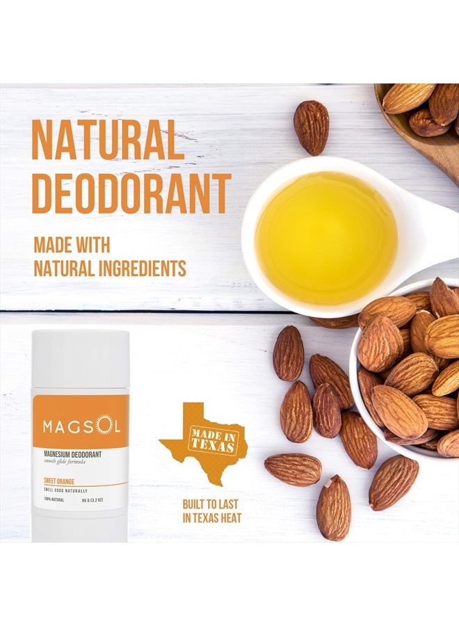 MAGSOL Natural Deodorant for Women & Men - Womens Deodorant with Magnesium - Perfect for Ultra Sensitive Skin, Aluminum Free Deodorant for Women, Baking Soda Free (Sweet Orange)
